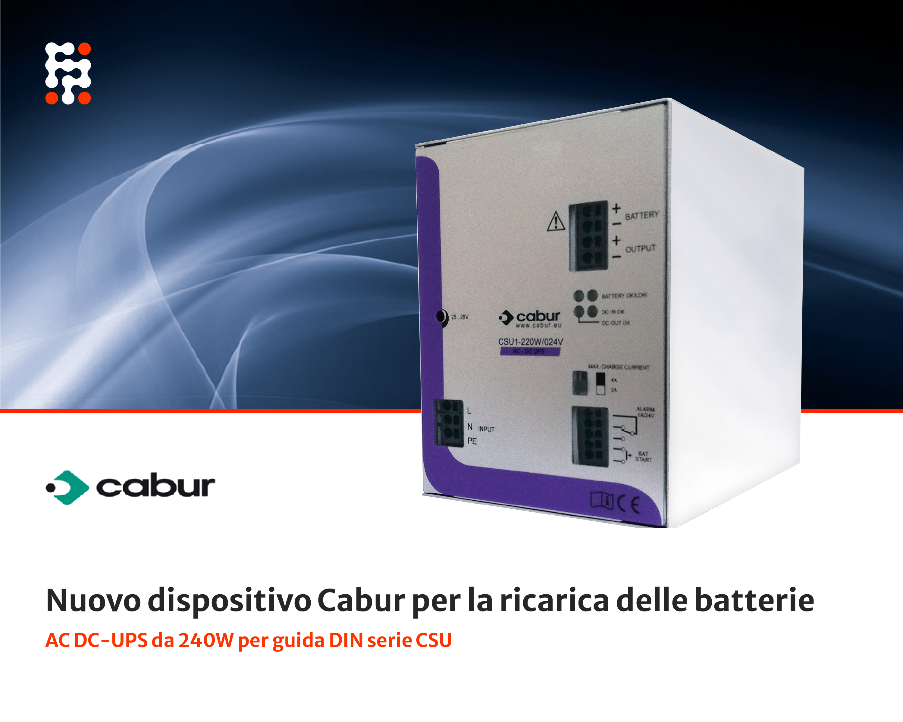 Cabur ha presentato il nuovo dispositivo per la ricarica delle batterie